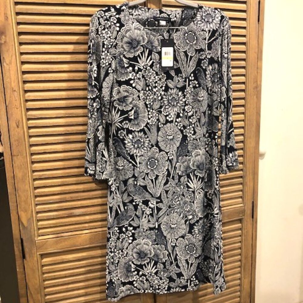 Tommy Hilfiger Navy and White Floral Print Dress Size 4